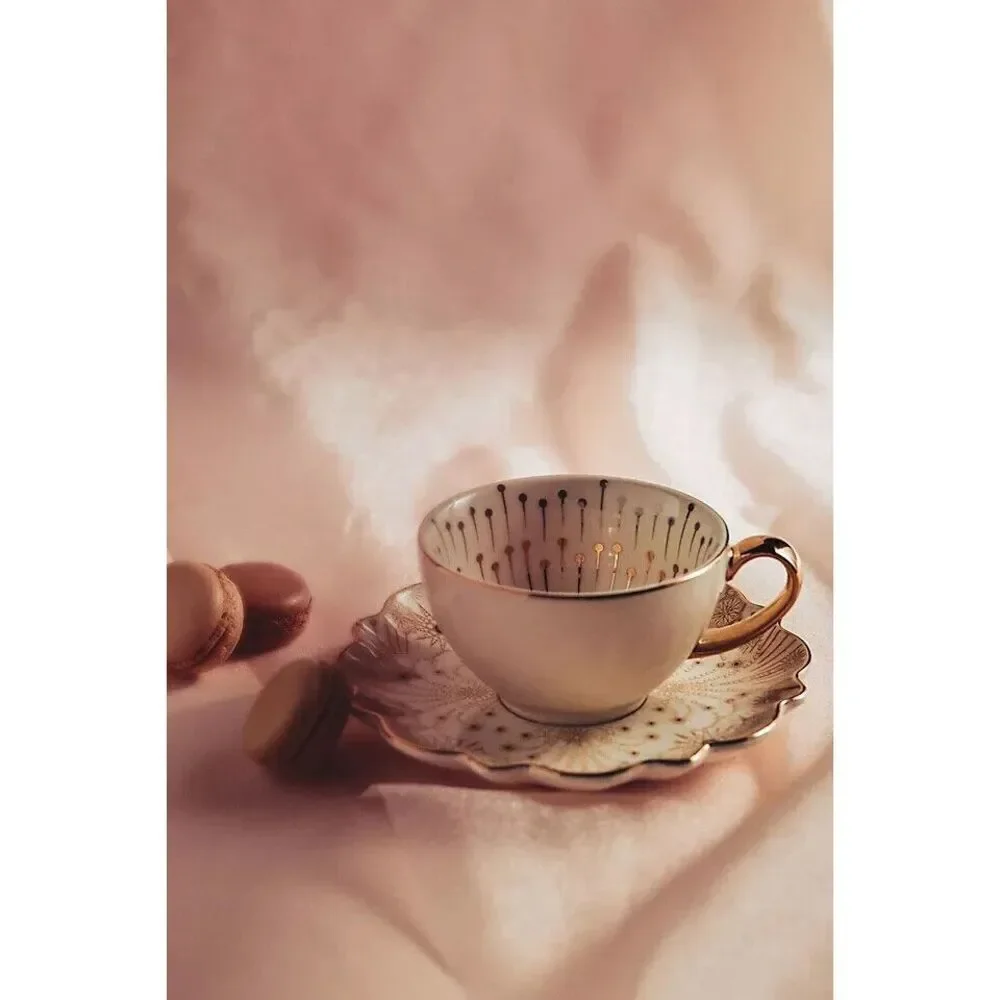 Anthropologie Catherine Martin Starry Night Teacup Saucer Celestial Art Deco NEW